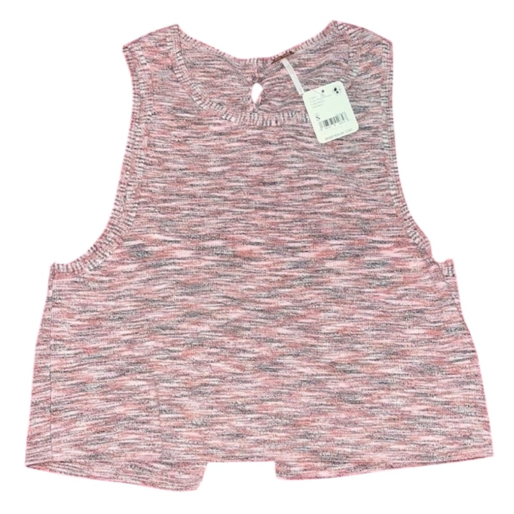 Free People Best of Us Cropped Tank Lace-Up Back Onyx Blossom Small NWT
